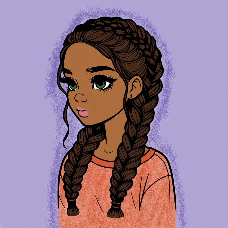 realistic girl with braids