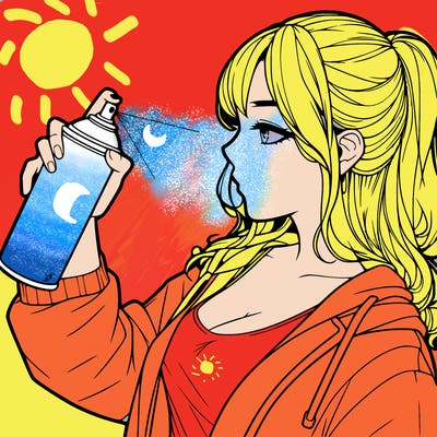 a realistic girl spray, painting