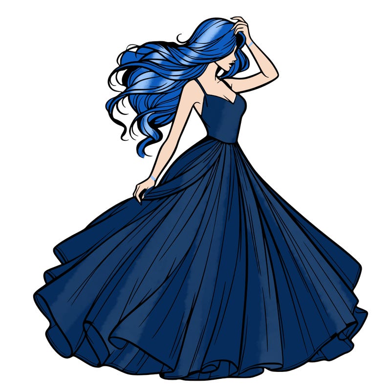 realistic woman with dress flowing in the wind