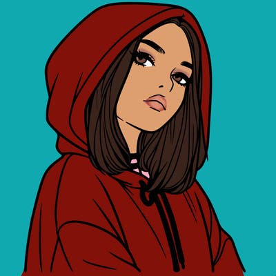 a realistic girl in a hoodie