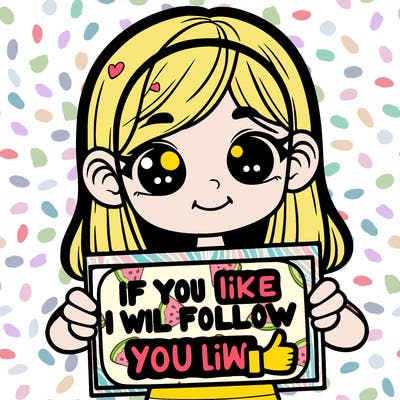 girl holding up a sign that says “ if you like i will follow you