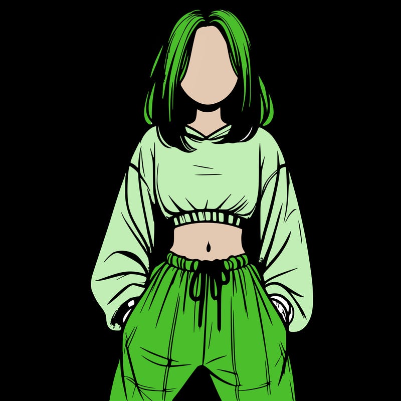 realistic girl faceless with baggy pants and a crop top