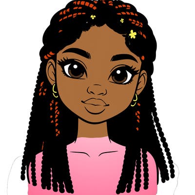 a realistic black girl with braids