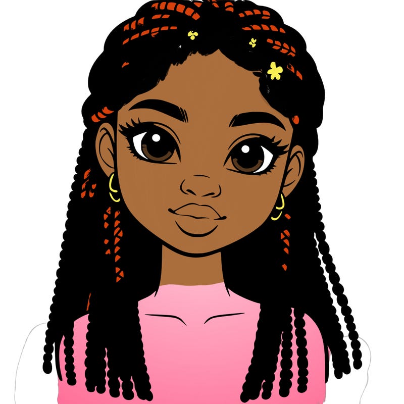 a realistic black girl with braids