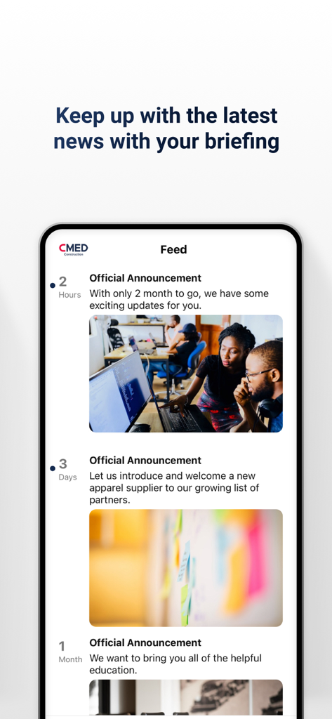 ChatWave news feed with official company announcements