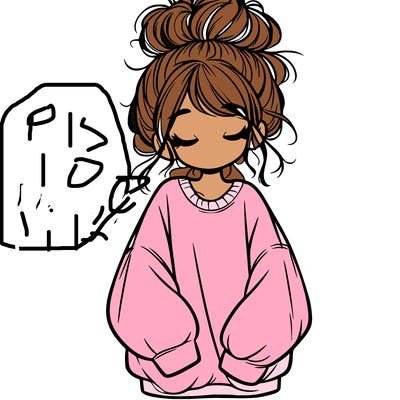 girl with baggy sweatshirt and messy bun