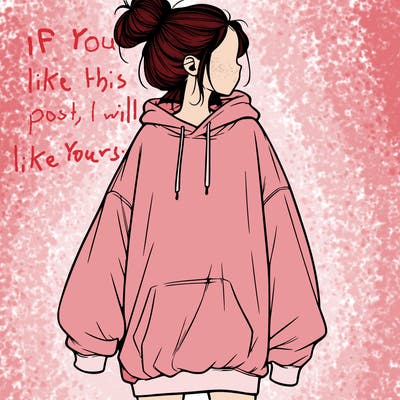 realistic girl with a oversized sweatshirt on and a bun