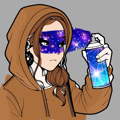 a realistic girl, spray painting