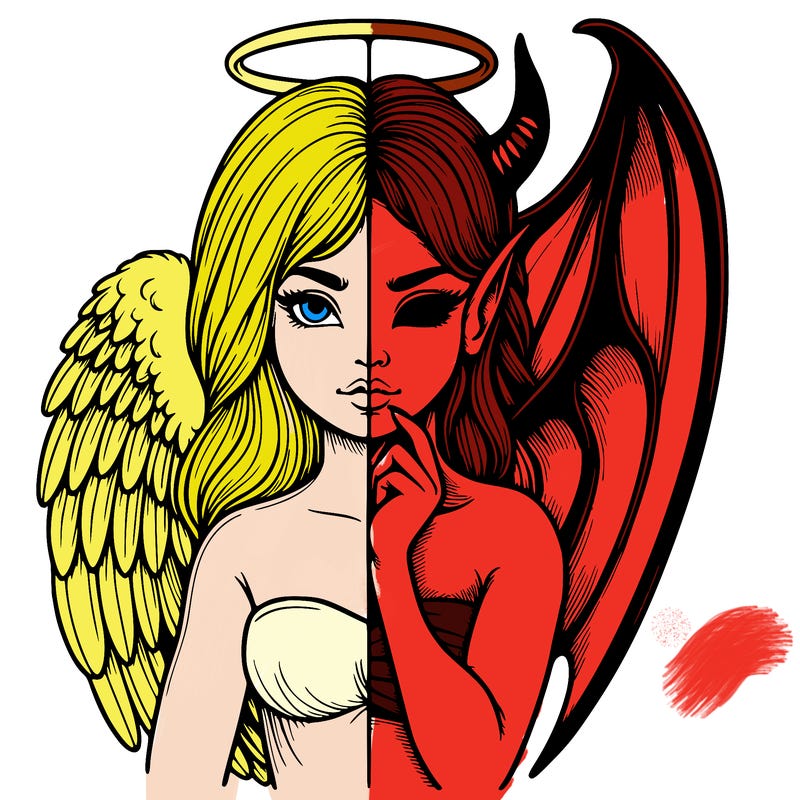 realistic angel half demon