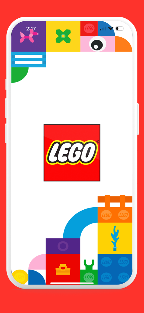 Official LEGO store app for Chile showing logo and creative brick design elements
