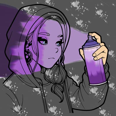 a realistic girl, spray painting