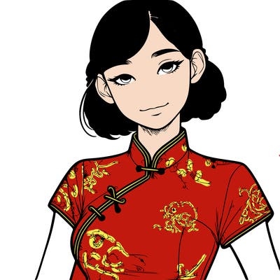 realistic asian girl wearing qipao
