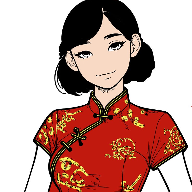 realistic asian girl wearing qipao