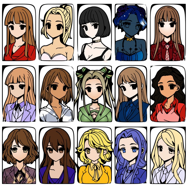 girls that look diffrent anime