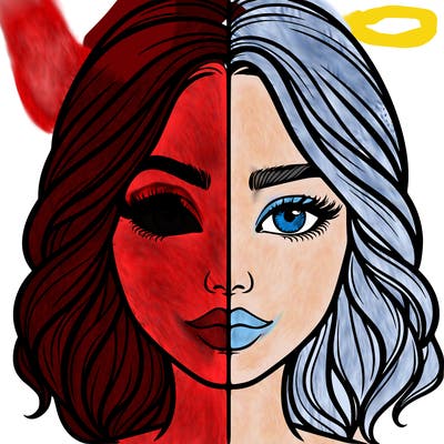 realistic girl split half