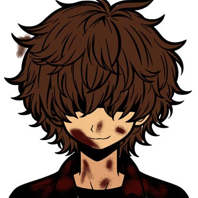 manga boy fluffy hair covering his eyes