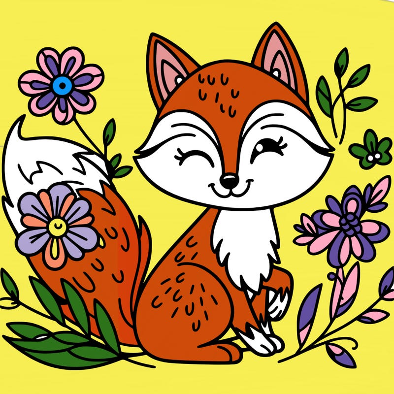 fox with flowers