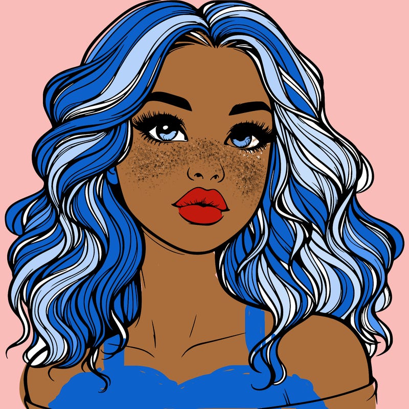 realistic girl with wavy hair and lips