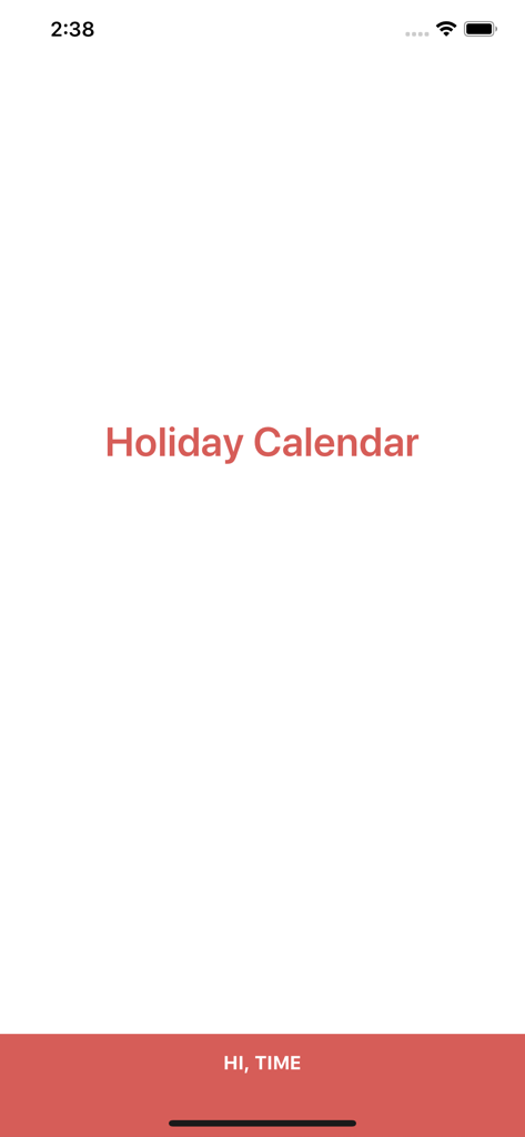 Minimalist splash screen for the Calendar Planner app featuring the text Holiday Calendar and a red banner at the bottom.