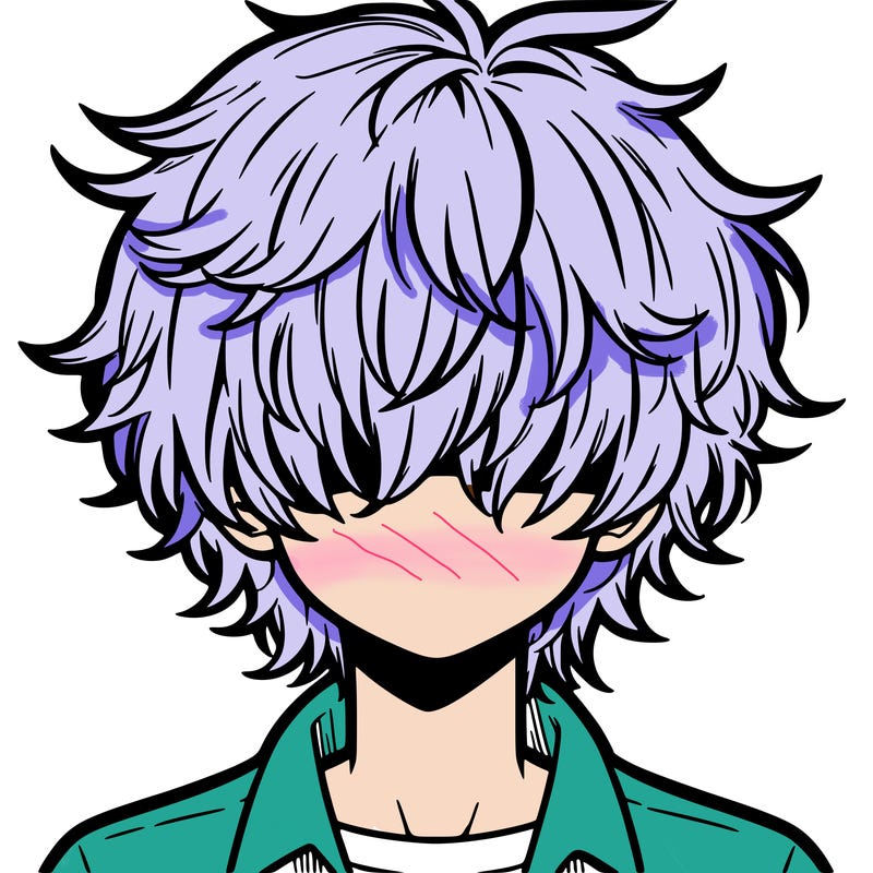 manga boy fluffy hair covering his eyes