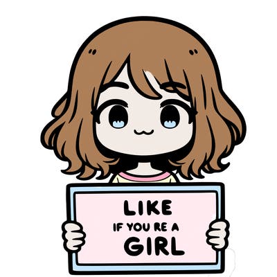 a cute girl holding a sign that says like if you’re a girl