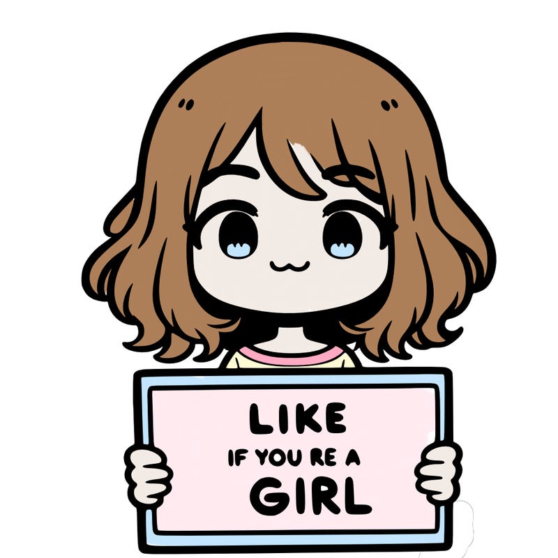 a cute girl holding a sign that says like if you’re a girl
