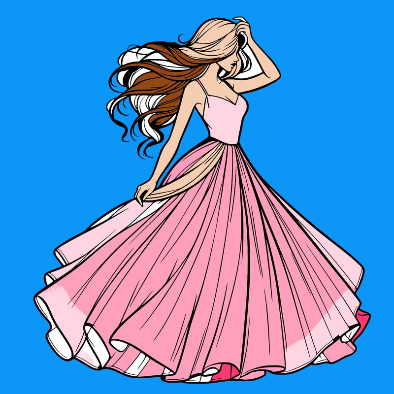 realistic woman with dress flowing in the wind