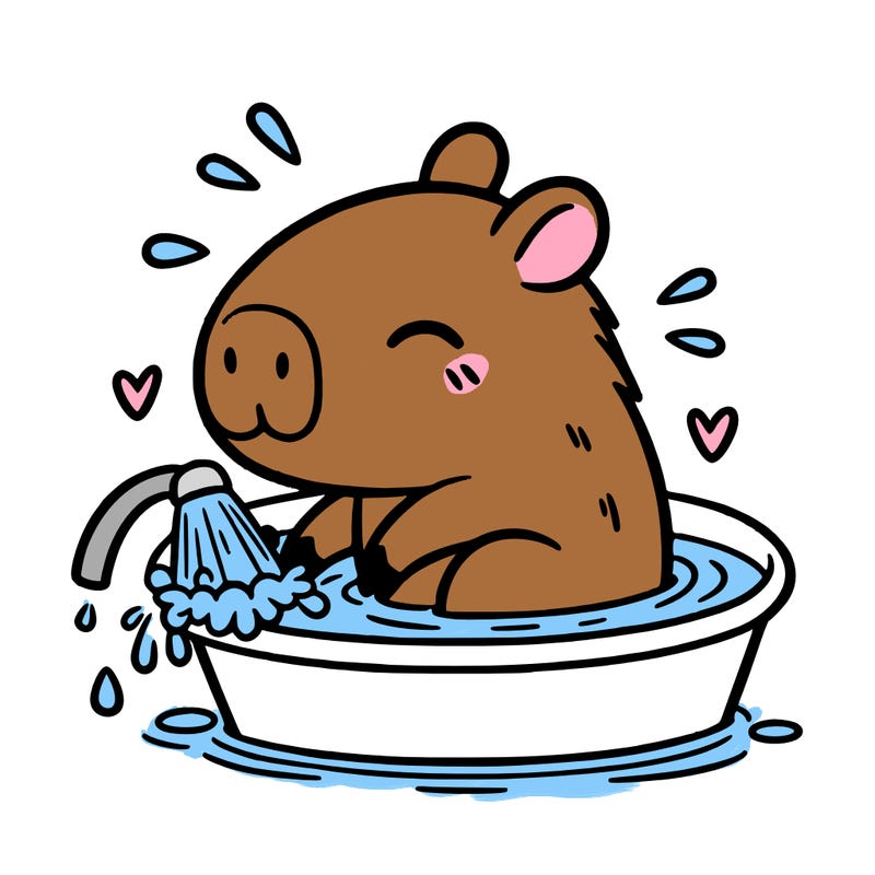 capybara taking a bath