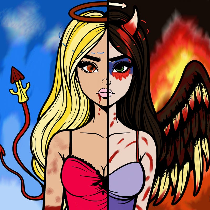 devil vs angel realistic girl