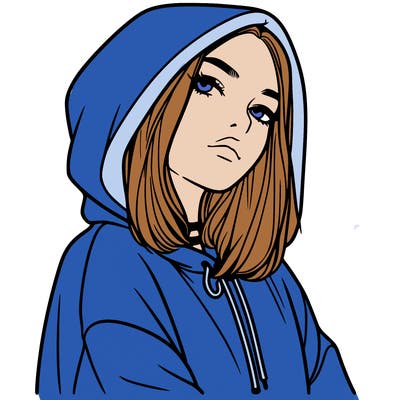 a realistic girl in a hoodie