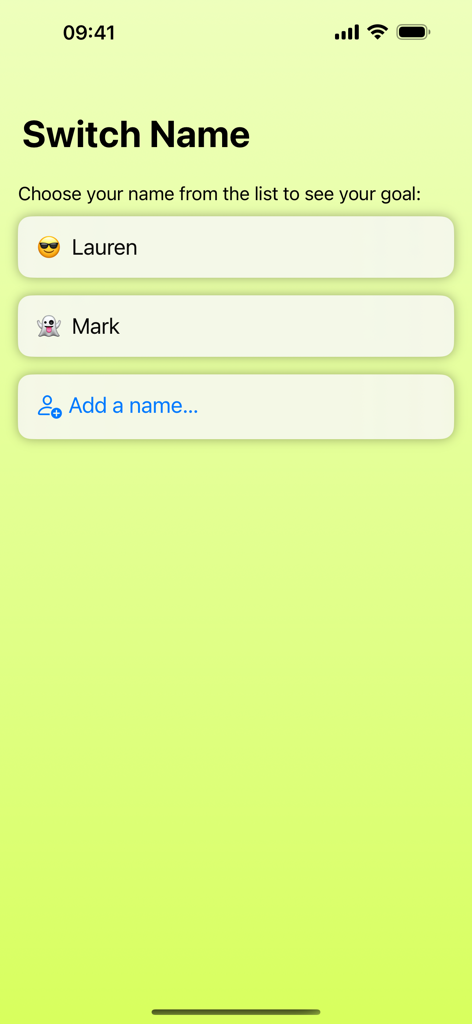 I Am Saving - A user profile selection screen in the I Am Saving app showing options for different children to track their individual savings goals.