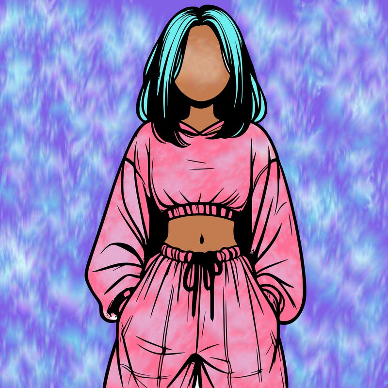 realistic girl faceless with baggy pants and a crop top