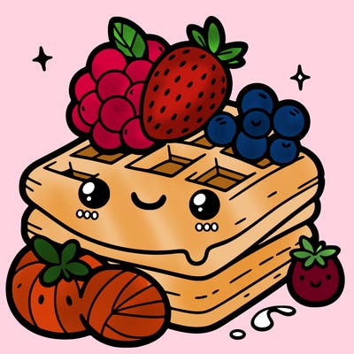 simple waffle with fruit