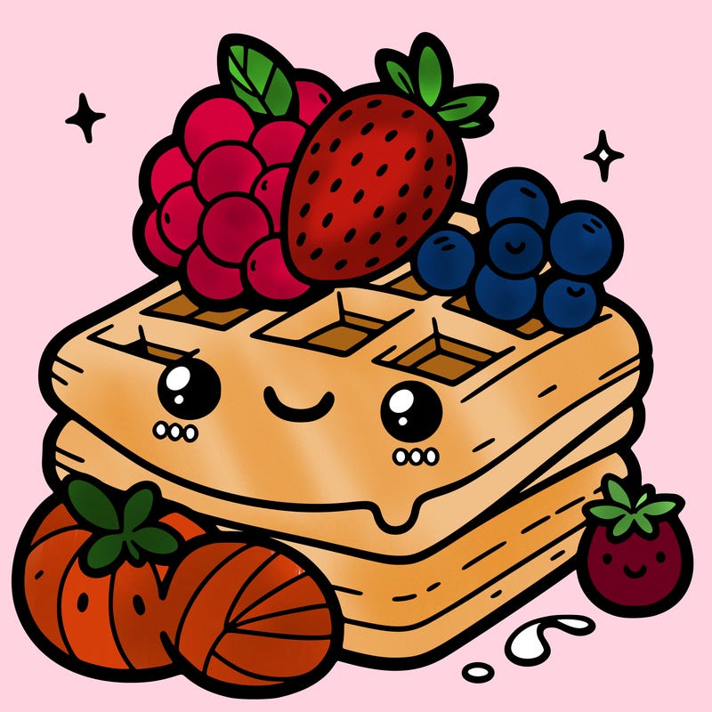 simple waffle with fruit