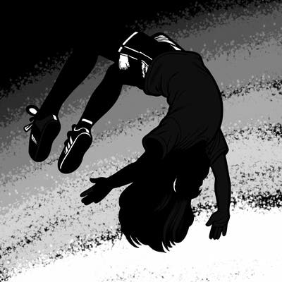 realistic girl doing a backflip