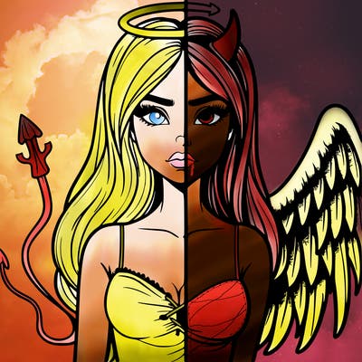 devil vs angel realistic girl
