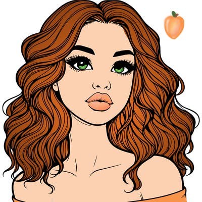 realistic girl with wavy hair and lips