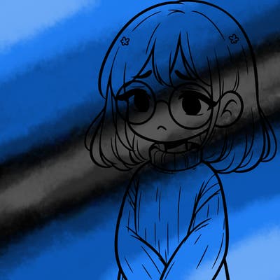 sad girl with glasses in a sweater