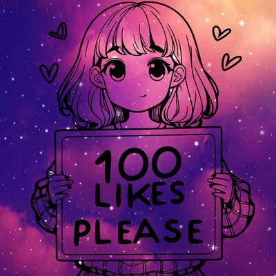 a girl holding a sign saying 100 likes please