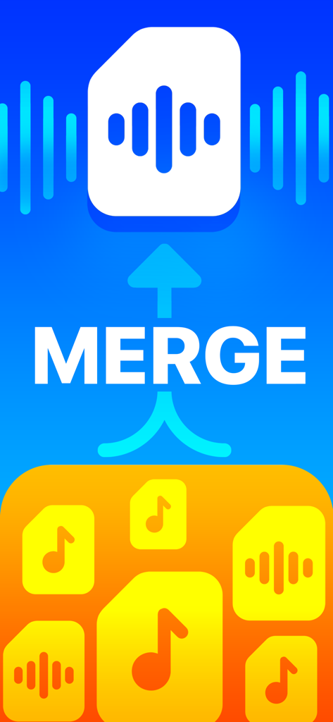 Merge - Voice Memos - Graphic illustration showing multiple audio clips being combined into a single voice memo file