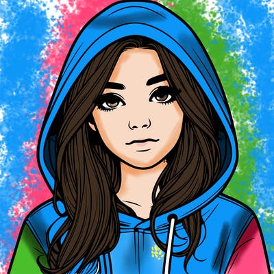 realistic girl with a hoodie