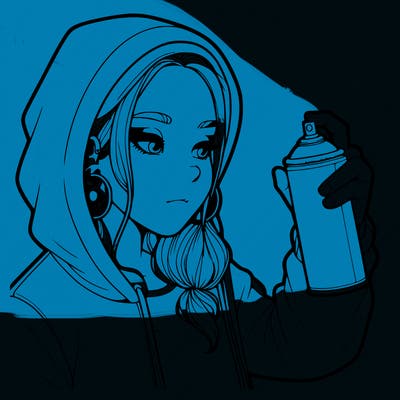 a realistic girl, spray painting