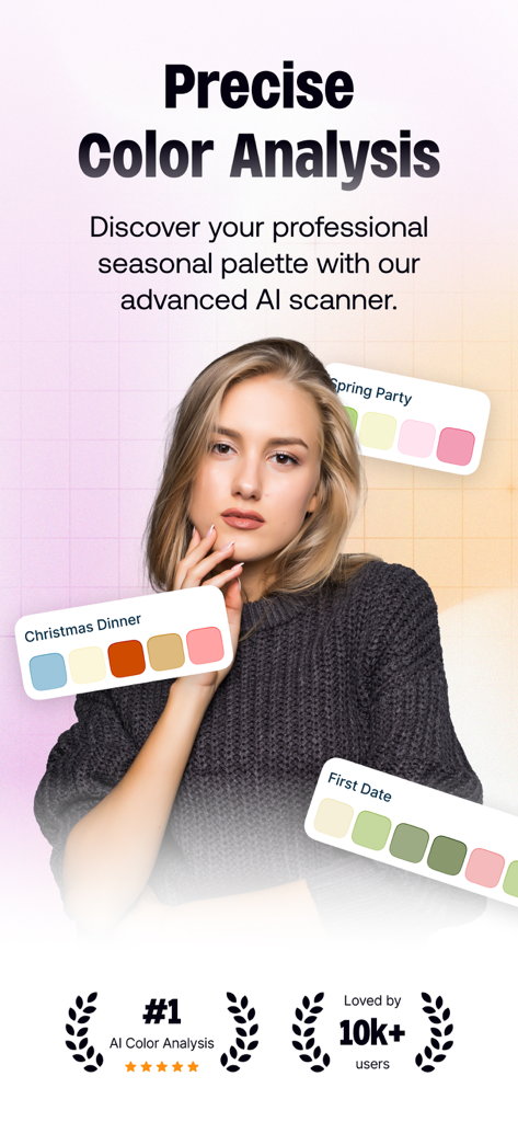Season Palette: Color Analysis - AI seasonal color analysis app displaying personalized color palettes for different occasions