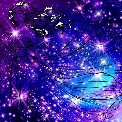 realistic woman in dress flowing the the wind