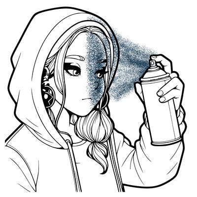 a realistic girl, spray painting