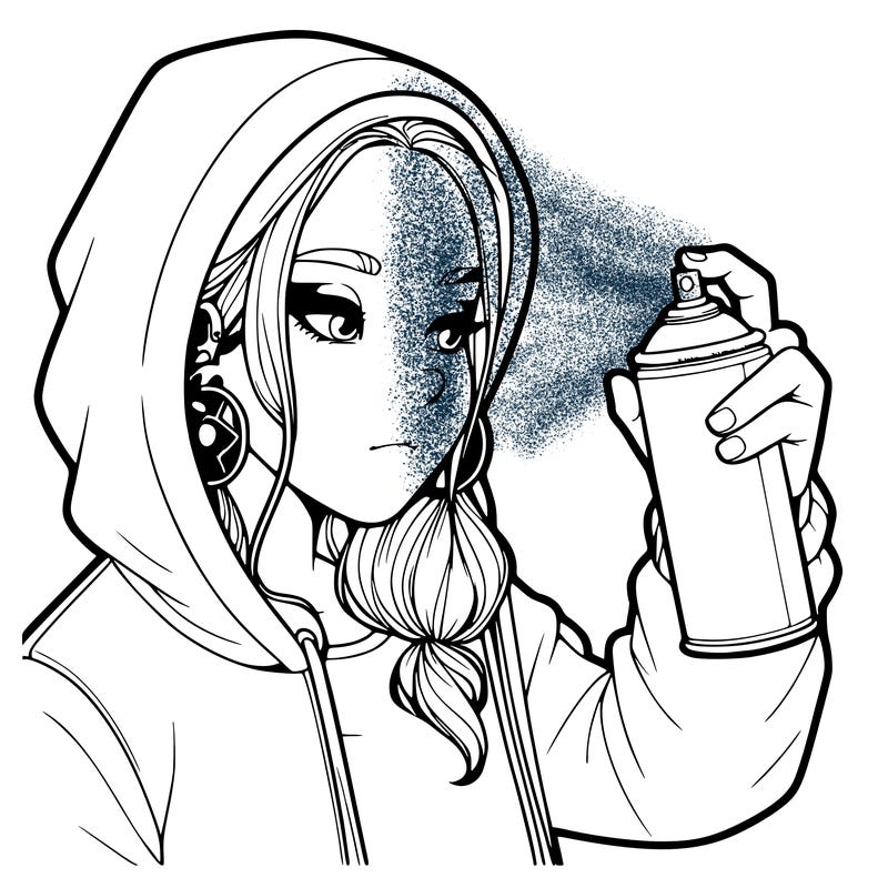a realistic girl, spray painting