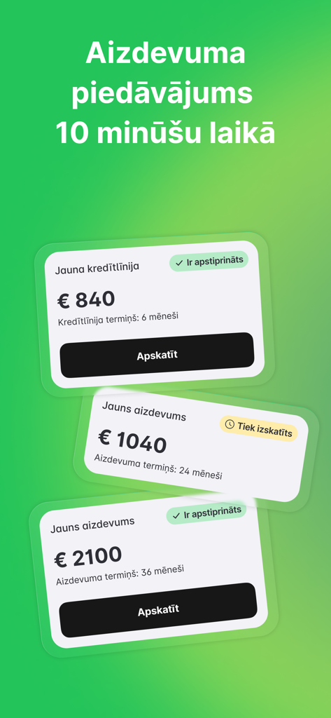 Banknote - Mobile screen of Banknote app showing multiple loan offers with approval status and amounts