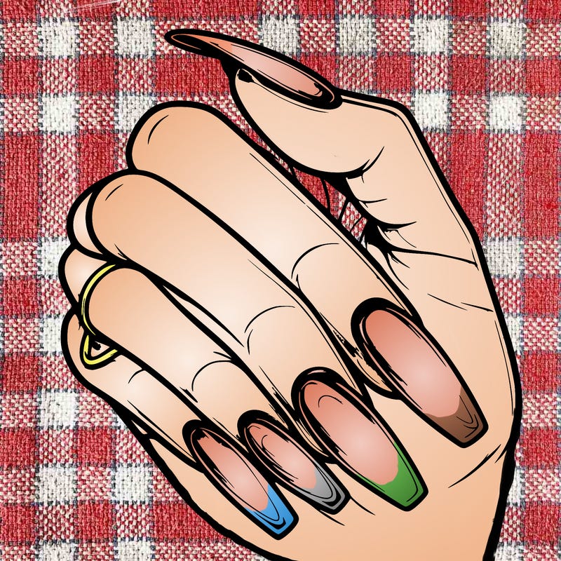 realistic girls hand with acrylic nails