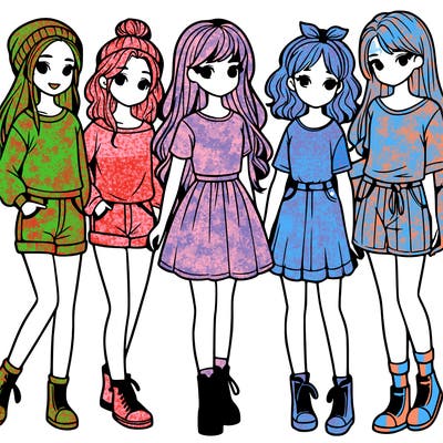 a group of five girls