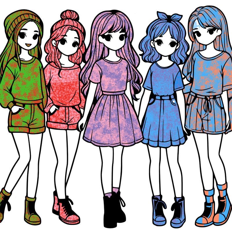 a group of five girls